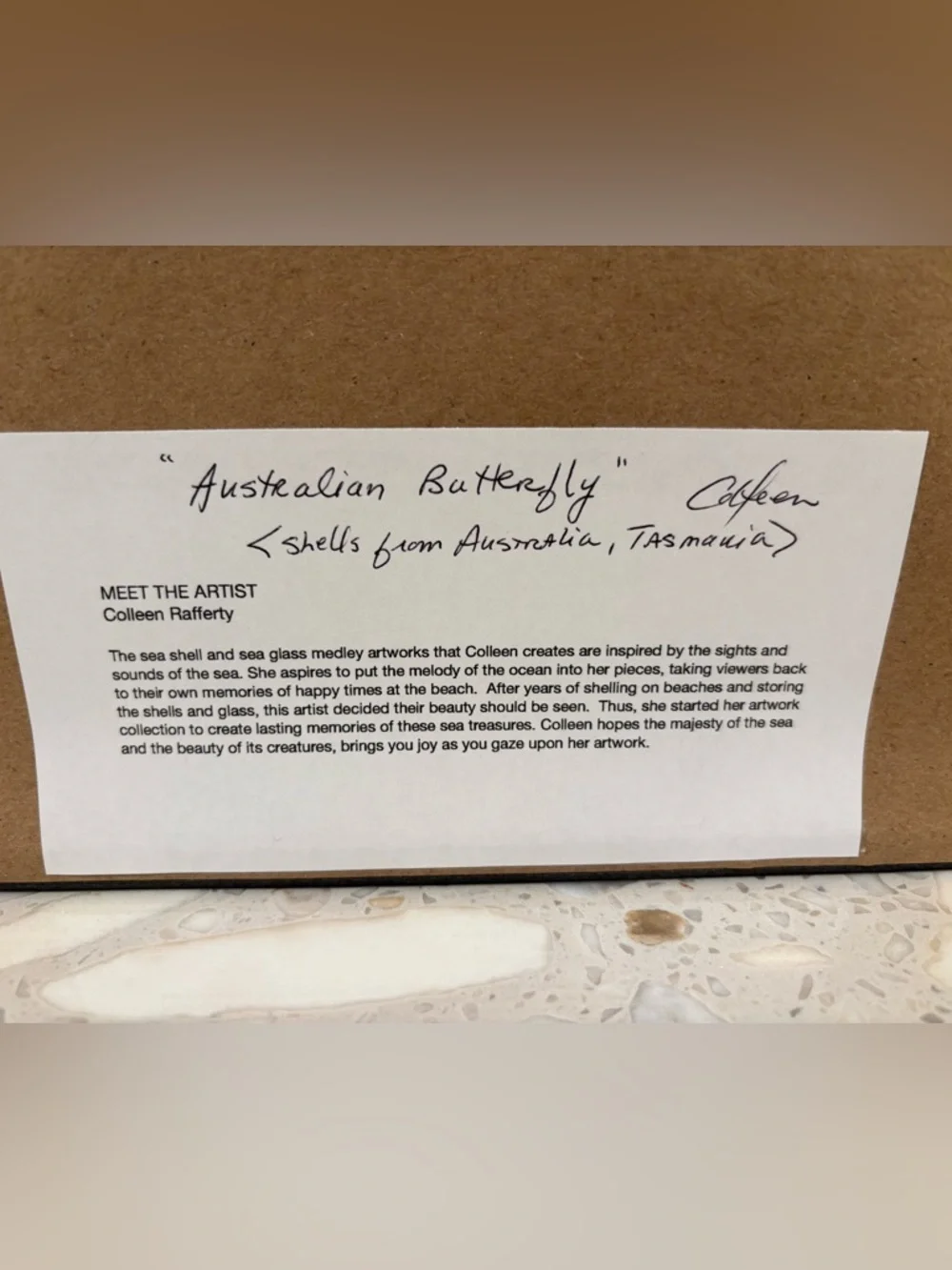 Handcrafted Framed 'Australian Butterfly' Natural Sea Shell Artwork 12”x12” - Picture 6 of 6